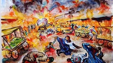En sann händelse omkring 2014. Sprängattentat på en grönsaksmarknad i ett hazara-dominerat område.