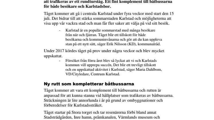 Upplev Karlstad med rundturståget i sommar