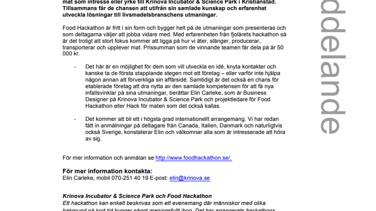 Food hackathon - frön till lösningar på livsmedelsbranschens utmaningar
