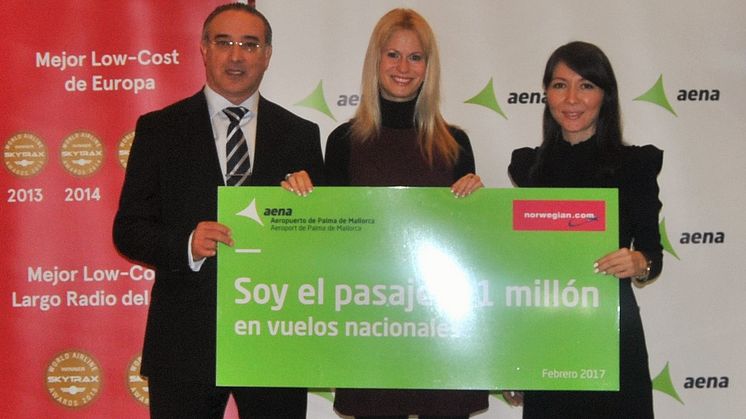 Norwegian ha dado la bienvenida a su pasajero un millón en rutas nacionales.