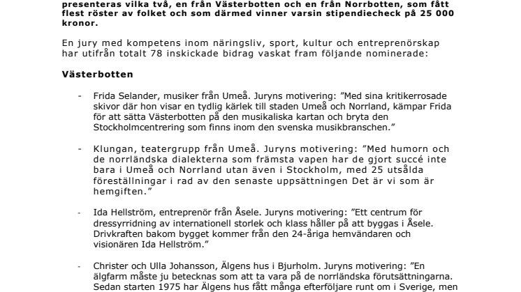Västerbottens fem kandidater till Norrmejerierstipendiet