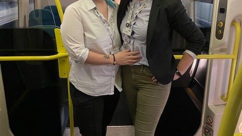 LGBT+ Network co-chairs Stephanie Sauvarin and Nicola Baillie get ready for GTR's 'Show us your Pride' event at home