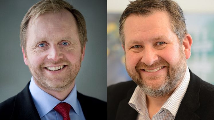 Innlegget er skrevet av Bjørn Kjærand Haugland (t.v.), administrerende direktør i Skift og Bernt Reitan Jenssen, styremedlem i Skift og administrerende direktør i Ruter.