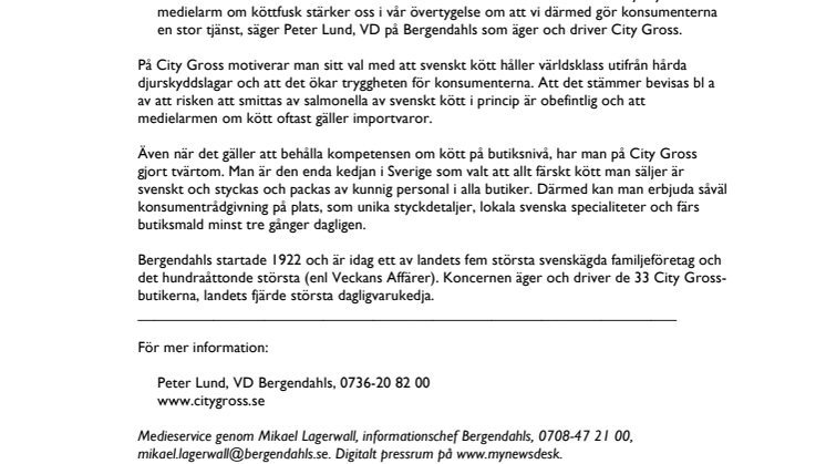City Gross utmanar med tryggt svenskt kött