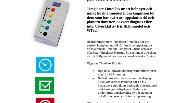 Iris Hjälpmedel lanserar Timeglaset TimeFlex – och gör tiden konkret!