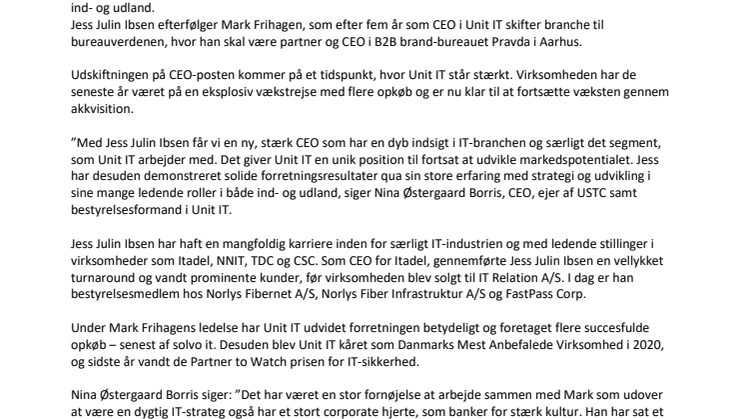 Pressemeddelelse_Erfaren IT-profil med globale resultater skal være ny direktør i Unit IT.pdf