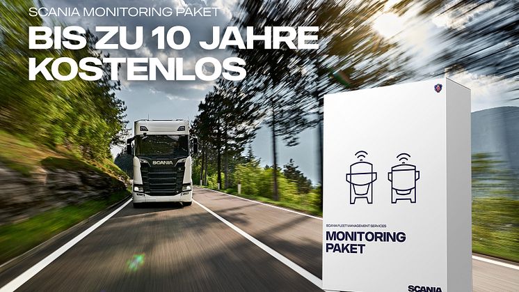 Scania bietet das Monitoring Paket nun für bis zu 10 Jahre ab Erstzulassungsdatum eines Fahrzeugs kostenlos an. 