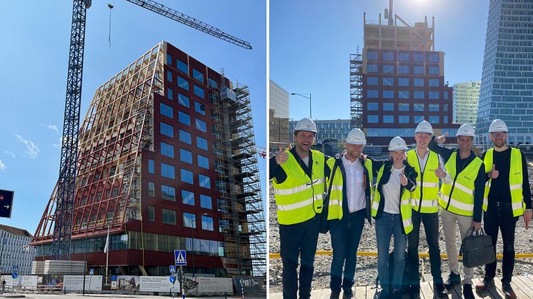 1KOMMA5°s nya Nordiska huvudkontor Fyrtornet i Malmö. Från v: Philipp Schröder, global CEO, David Sätterman, Nordiska COO, Marie-Isabelle Heiss, Chief of Staff, Martin Krull, Gunnar Jönsson, VD Sverige & Norden & Jannik Schall, Global CPO