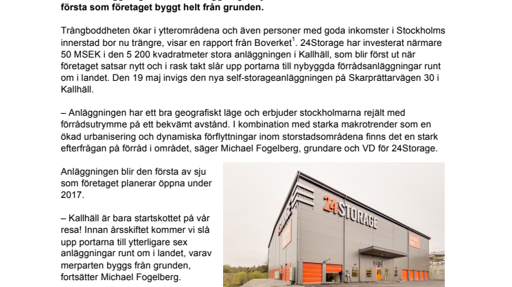 24Storage öppnar ny anläggning i Kallhäll