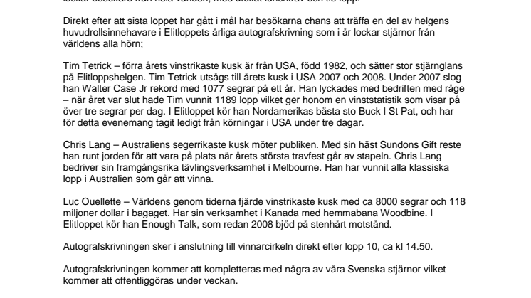 Internationell stjärnglans på årets autografskrivning