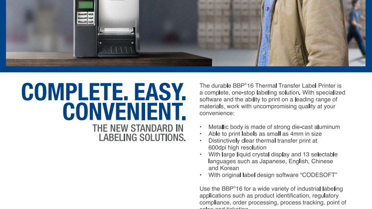BBP®16 Label Printer Sell Sheet