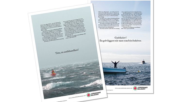 Årets reklamkampanj från Sjöräddningssällskapet visar på kontrasten mellan de frivilliga sjöräddarnas yrken och deras uppdrag till sjöss.