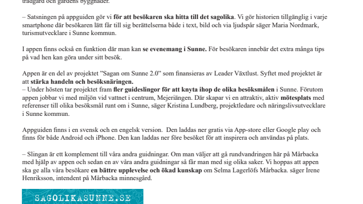 Appen Sagolika Sunne ny guide för besökare