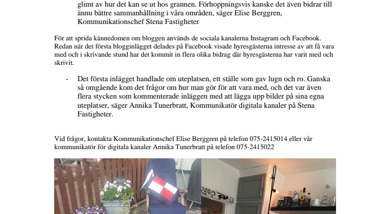 Hyresgästerna skriver om sina hem i Stena Fastigheters nya blogg