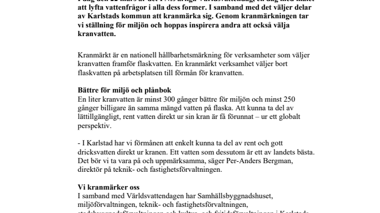 Nej till flaskvatten – vi kranmärker oss