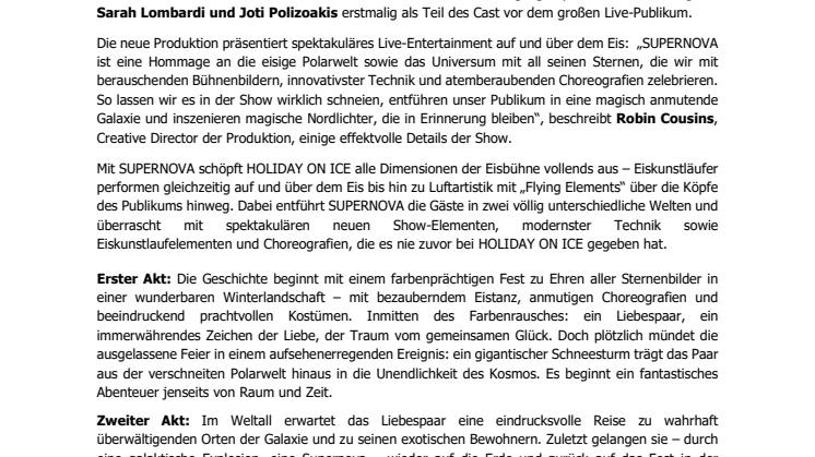 HOLIDAY ON ICE startet mit erfolgreichem Tourauftakt von SUPERNOVA – A journey to the stars in die Eis-Saison