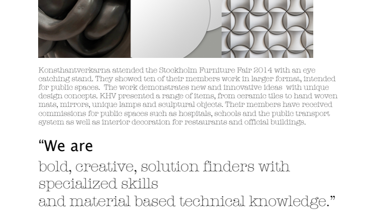 KONSTHANTVERKARNA AT STOCKHOLM FURNITURE FAIR 2014