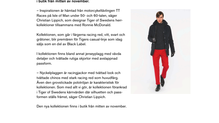 Premiär för Tiger of Swedens nya casual-kollektion