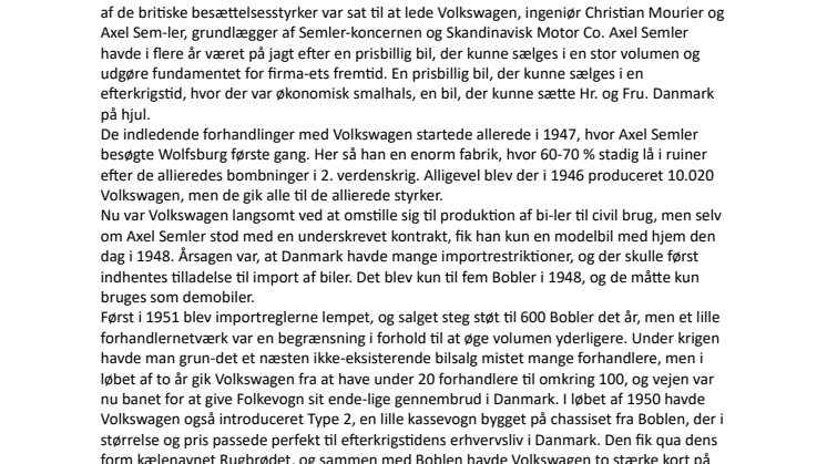 75 år med Volkswagen I Danmark - fra Boble til Buzz