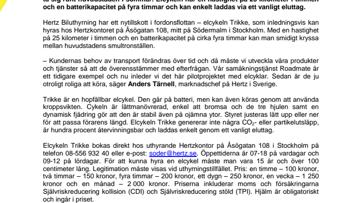 Hyr en elcykel hos Hertz