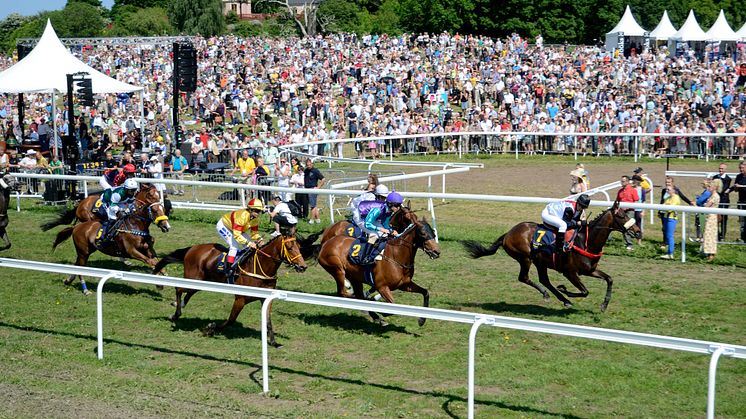 Nationaldagsgaloppen lockade storpublik till Gärdet redan premiäråret 2013. Foto: Stefan Olsson/Svensk Galopp