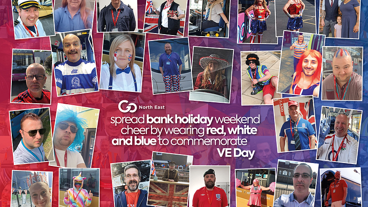 Go North East spread bank holiday weekend cheer by wearing red, white and blue to commemorate VE Day