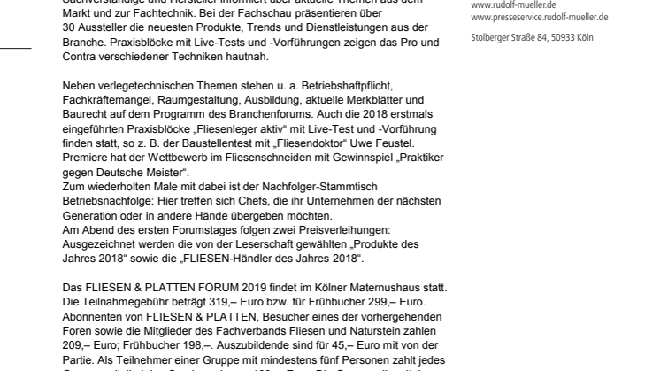 FLIESEN & PLATTEN-FORUM 2019