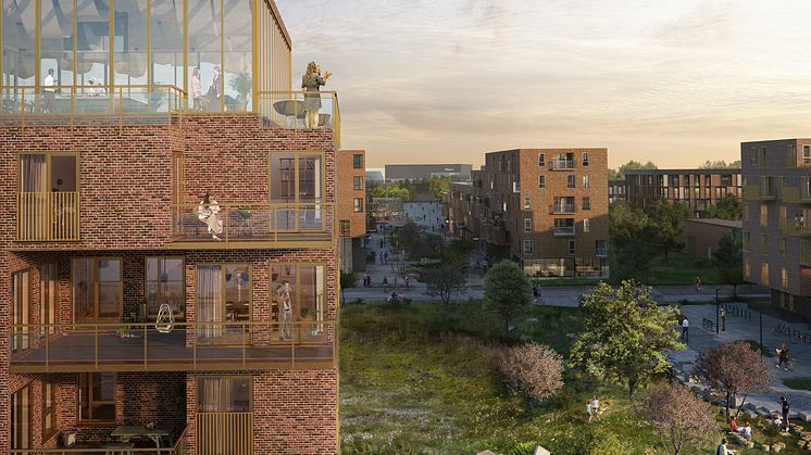 Rødovres nye strøg – i baggrunden ses den nye café ved Viften, Rådhuspladsen og Rødovre Centrum