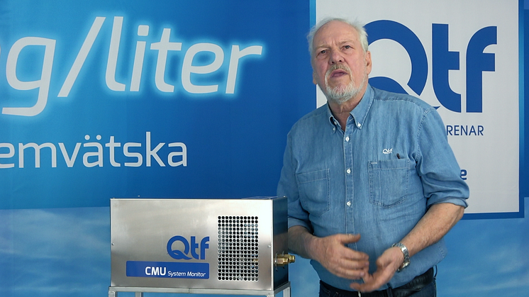 Björn Carlsson, teknisk chef på QTF,  presenterar den nya CMU-enheten på digitala Nordbygg