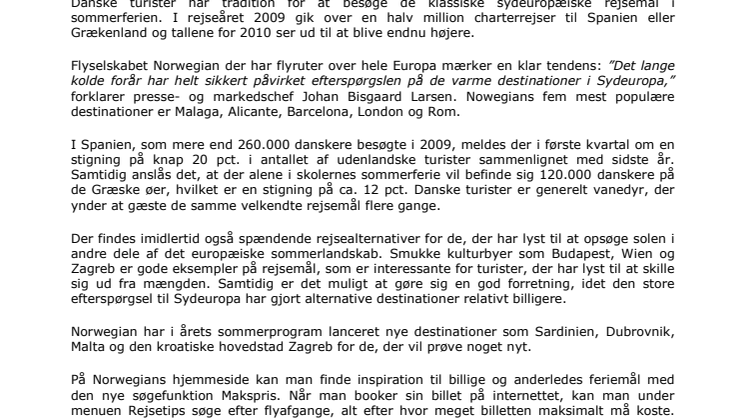 Danske turister er vanedyr