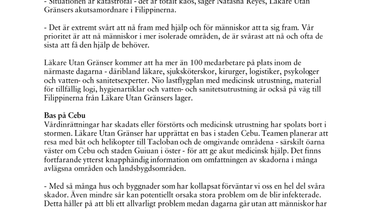 Växande akutinsats i Filippinerna