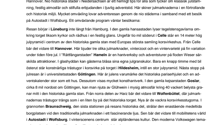 En julresa genom Nordtysklands historiska städer
