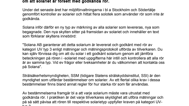 Så undviker du ej godkända rör i solarier