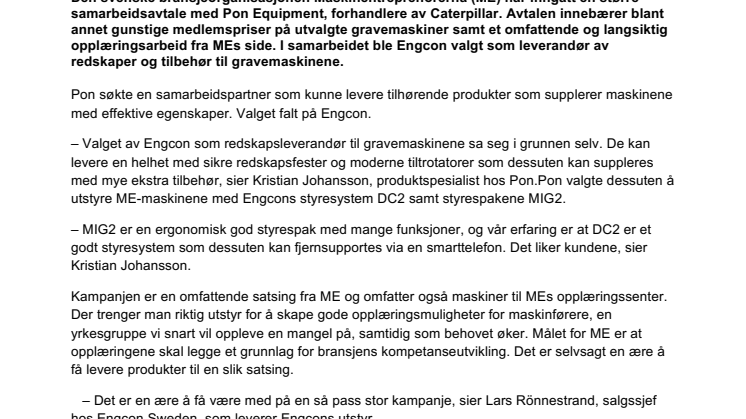 Engcon eksklusiv redskapsleverandør i stor samarbeidsavtale