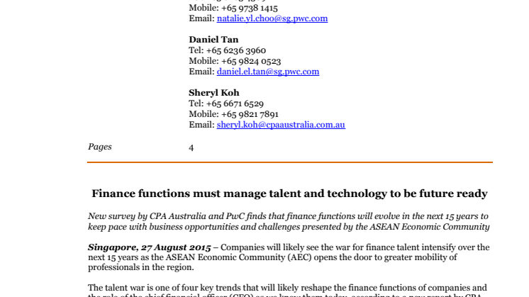 Finance functions must manage talent and technology to be future ready