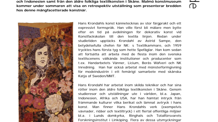 Hans Krondahl - en ikon inom svensk textilkonst
