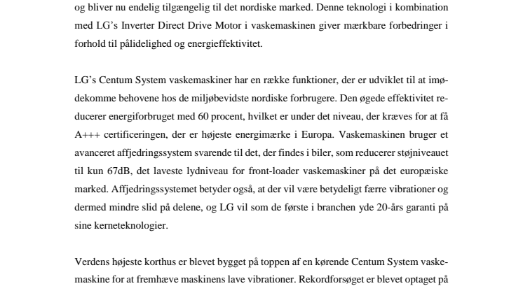 LG INTRODUCERER CENTUM SYSTEM I EUROPA