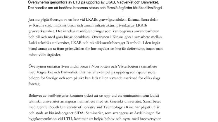 Översyn av broar leds av LTU forskare