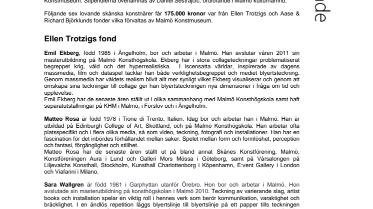 Över 2 miljoner till konstnärer - Stipendieutdelning på Malmö Konstmuseum
