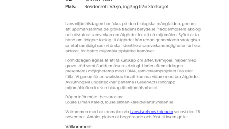 Nya miljömålslöften undertecknas på Residenset