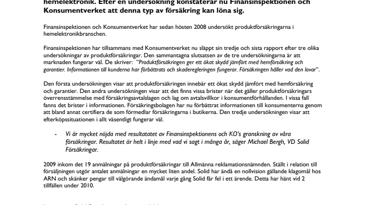 Produktförsäkring kan löna sig säger Finansinspektionen och Konsumentverket