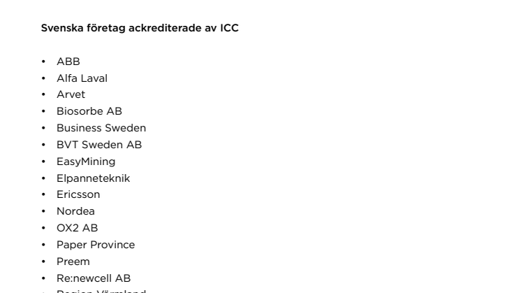 Ackrediterade svenska företag vid COP25