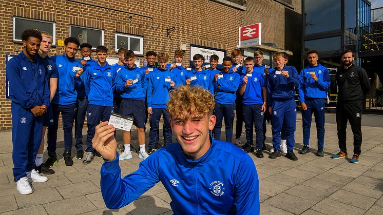 Jacob Cowler and his fellow promising Luton Town FC Academy team mates have scored free rail passes from Thameslink