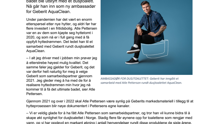 Atle Pettersen er ny ambassadør for Geberit AquaClean