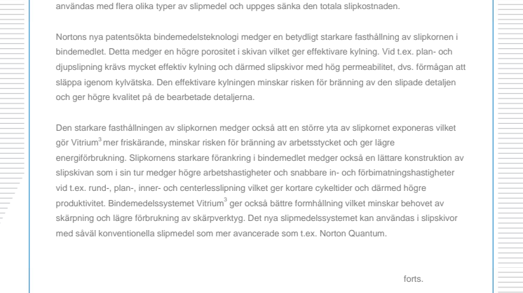 Nytt bindemedelssystem för precisionsslipskivor