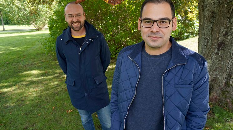 I våras var de student och handledare. Numera är Ibrahim Malki och Timurs Umans kollegor på Högskolan Kristianstad. 