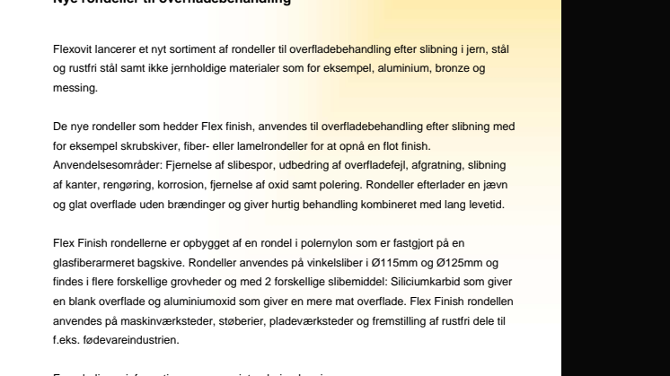 Nye rondeller til overfladebehandling 
