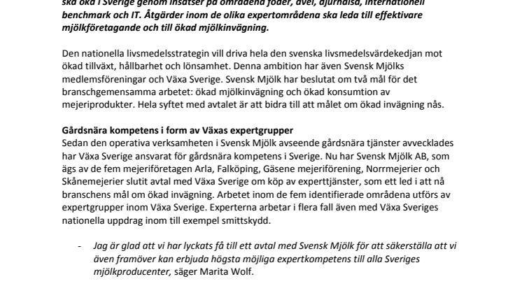 Treårigt avtal säkrar tillgång till experter i mjölkbranschen  