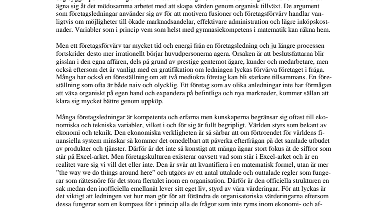 Fusioner och företagsförvärv förväntas öka
