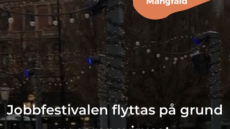 ​Jobbfestivalen i Kungsträdgården den 25 maj flyttas på grund av Coronaviruset.